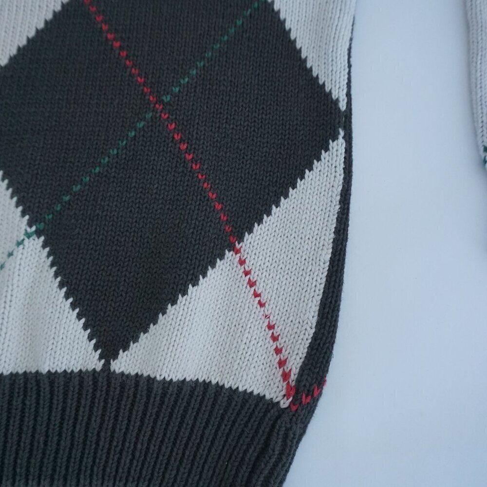 Vintage James River Traders Gray White Argyle Knit Crew Neck Sweater Large - Picture 4 of 10